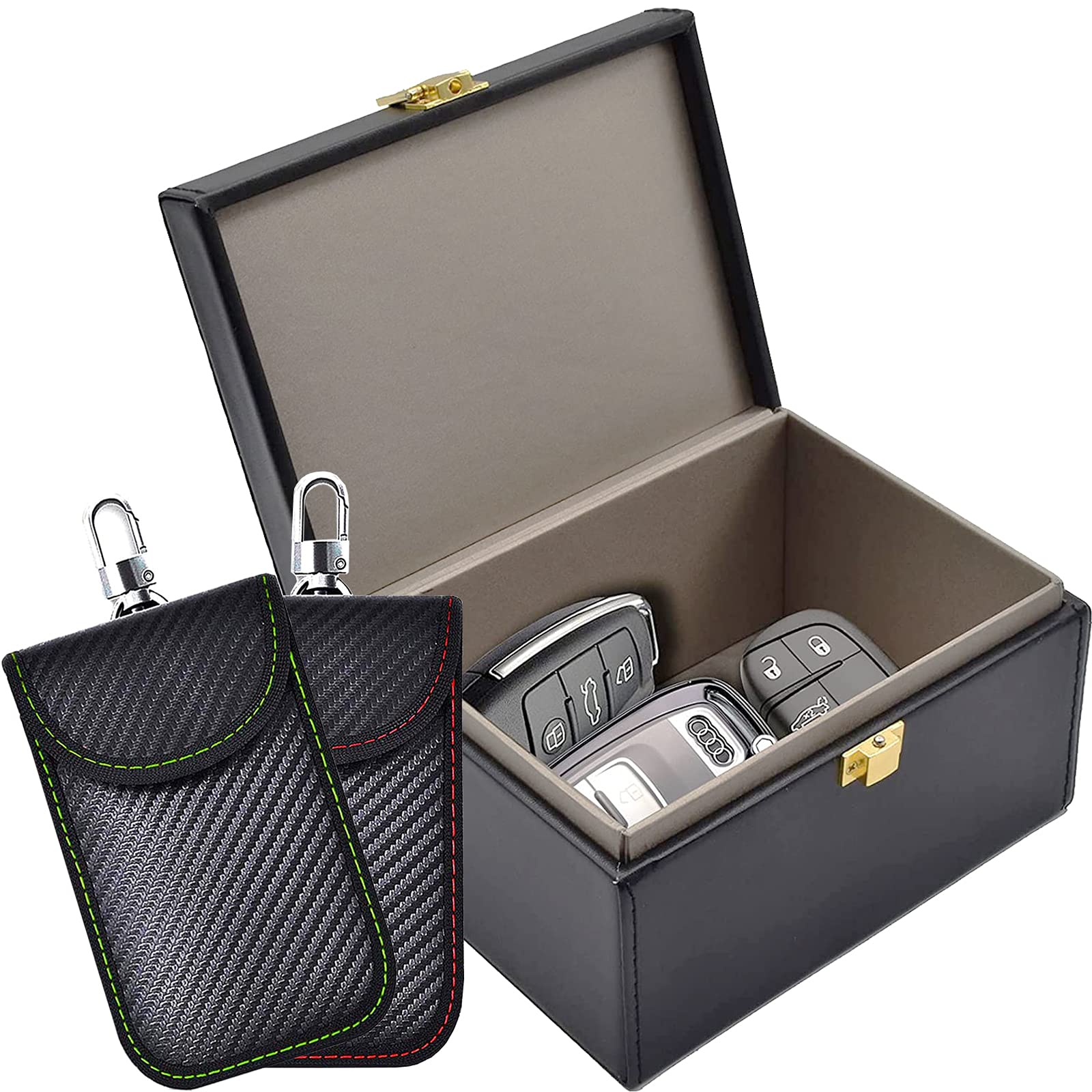 Faraday Box &amp; 2 Pack Faraday Bag for Key Fob Protector, Faraday Cage Key Fob