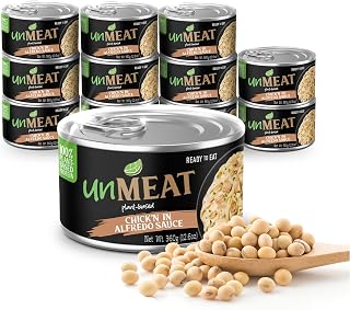 unMEAT Plant Based Meat | Vegan Meat, Chicken in Alfredo Sauce, Pack of 12 | Easy to prepare plant based protein vegan meat with less calories in Chicken in Alfredo Sauce