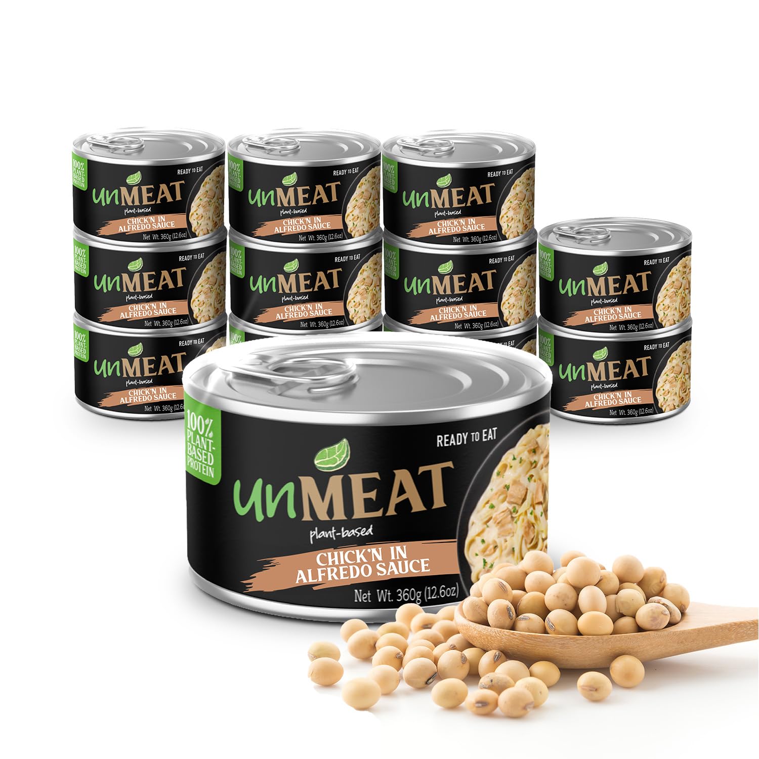 unMEAT Plant Based Meat | Vegan Meat, Chicken in Alfredo Sauce, Pack of 12 | Eas