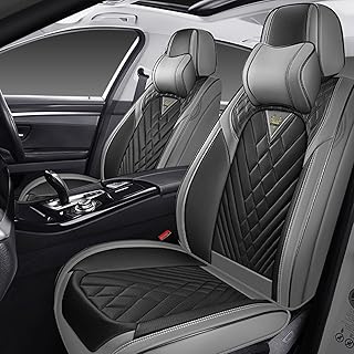 Car Seat Covers Front Seats for Toyota Sienna 2000-2026, Waterproof Nappa Leather Car Seat Cover, Full Coverage Car Seat Covers Sets(2 Seats with Headrests/Gray Black)