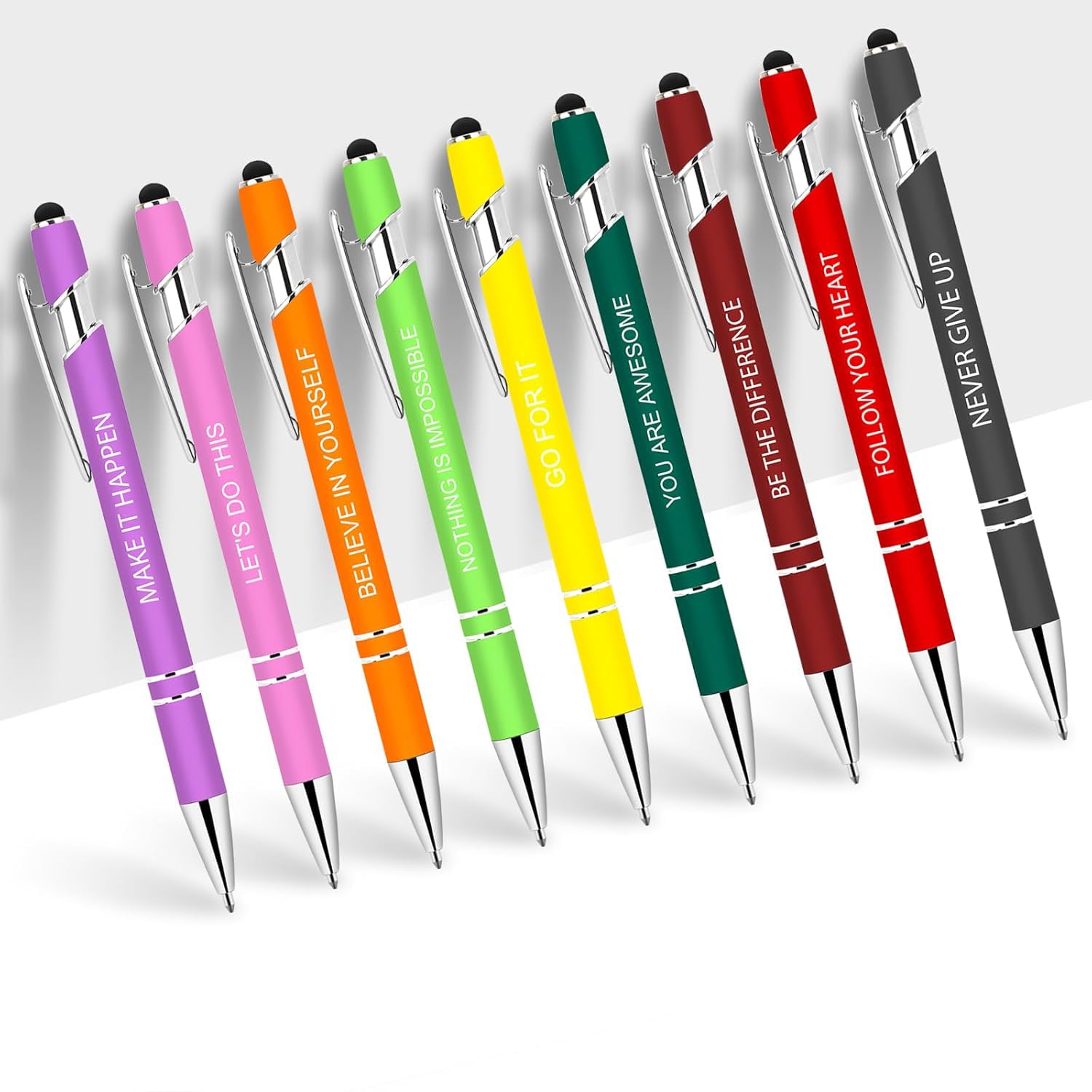 9 PCS Inspirational Pens Bulk with Stylus Tip Gifts Black Ink