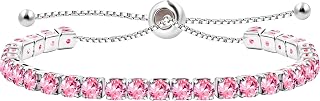 Uloveido Tennis Bracelet Adjustable Bolo Clasp for Girls Women Hypoallergenic Purple Pink Blue Green Cubic Zirconia Bracelets Gift Y4043