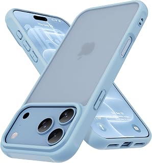 PinLiSheng Matte Case for iPhone 17 Pro Max Case,Shockproof Protective Hard Back Slim Phone Case,Frosted Translucent Back Phone Cover, Anti-Fingerprint - Light Blue