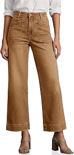 Cicy Bell Womens Cropped Wide Leg Jeans High Waisted Baggy Denim Ankle Pant