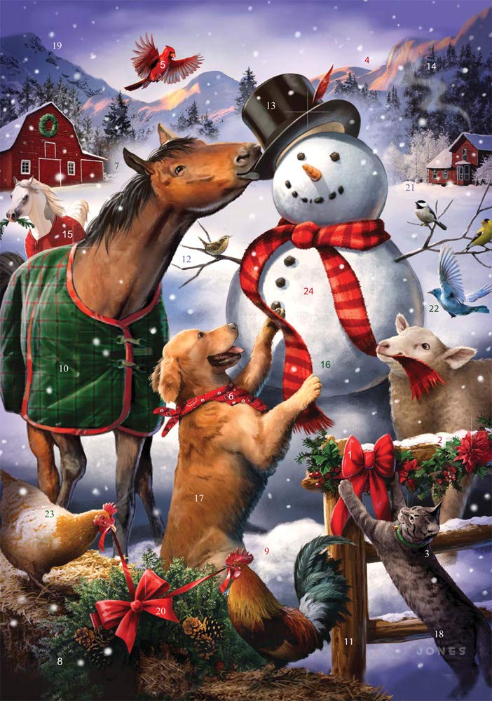 Winter Farm Fun Advent Calendar (Countdown to Christmas) with Holiday Pictures b