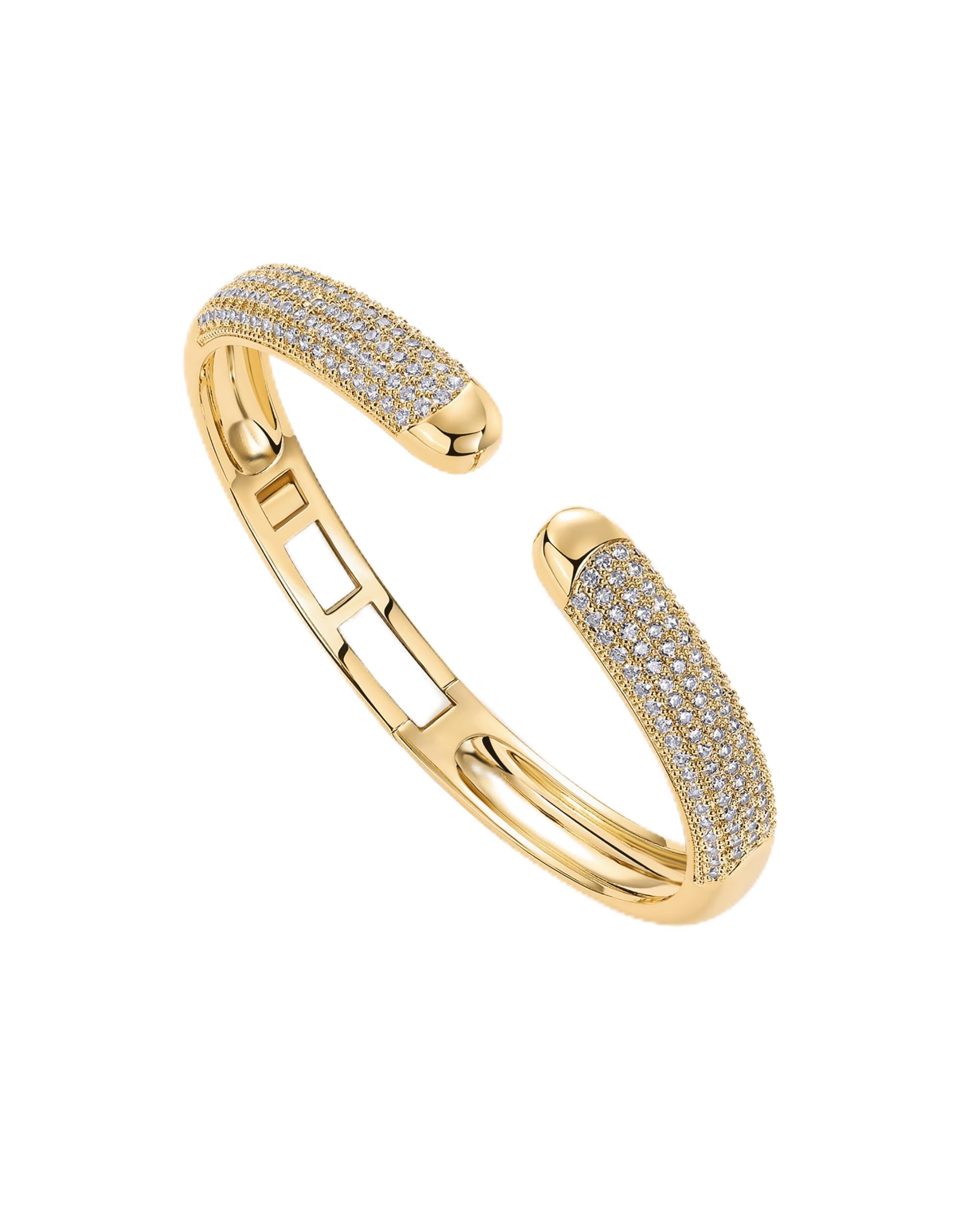 PAVOI 14k Gold Plated Cuff Bracelets | CZ Cuff Gold Bracelets for Women with Pre
