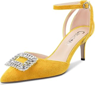 Castamere Women's High High Heel Pointed Toe Pumps Ankle Strap Diamond Crystal 6.5 CM Heels