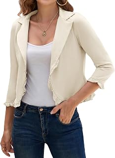 GRACE KARIN Women 3/4 Sleeve Cropped Blazer Jacket