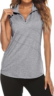 Tanst Sky Women's Zip Up Tank Top Quick Dry Workout Tops Sleeveless Golf Running Yoga Shirt