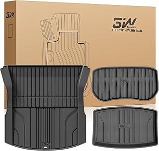 3W Cargo Liners Fit for 2024 2025 2026 Tesla Model 3 Highland New Generation TPE All Weather Non-Silp Odorless Front Storage Back Trunk Under Trunk Mats Custom Fit New Version 10+ Yrs Lifespan Black