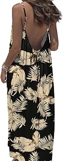 OFEEFAN Summer Dresses for Women 2026 Backless Cami Maxi Sundresses Spaghetti Strap Beach Vacation Clothes Swimsuit Coverup