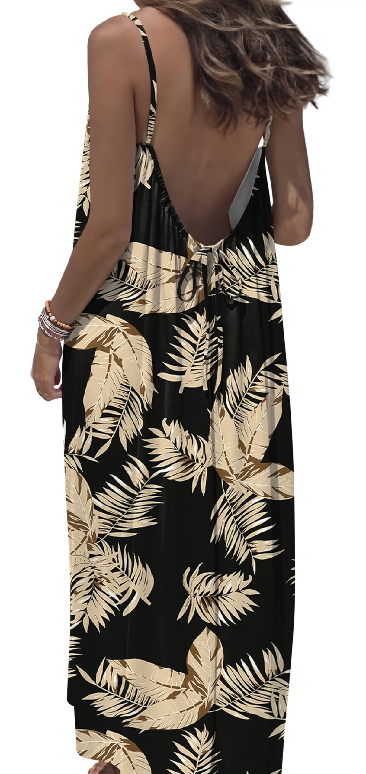 OFEEFAN Summer Dresses for Women 2026 Backless Cami Maxi Sundresses Spaghetti St