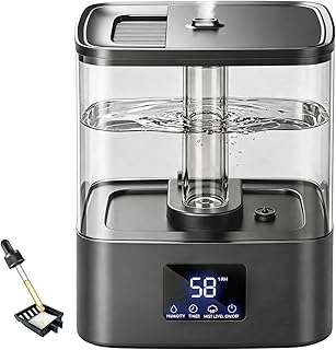 KZF Humidifiers for Bedroom, 4L Cool Mist Humidifier for Large Room, Black | 40H Runtime, Top Fill, 2-in-1 Oil Diffuser & Air Humidifier for Baby, 28dB Quiet, Humidity Display & Control, Auto Shut-off
