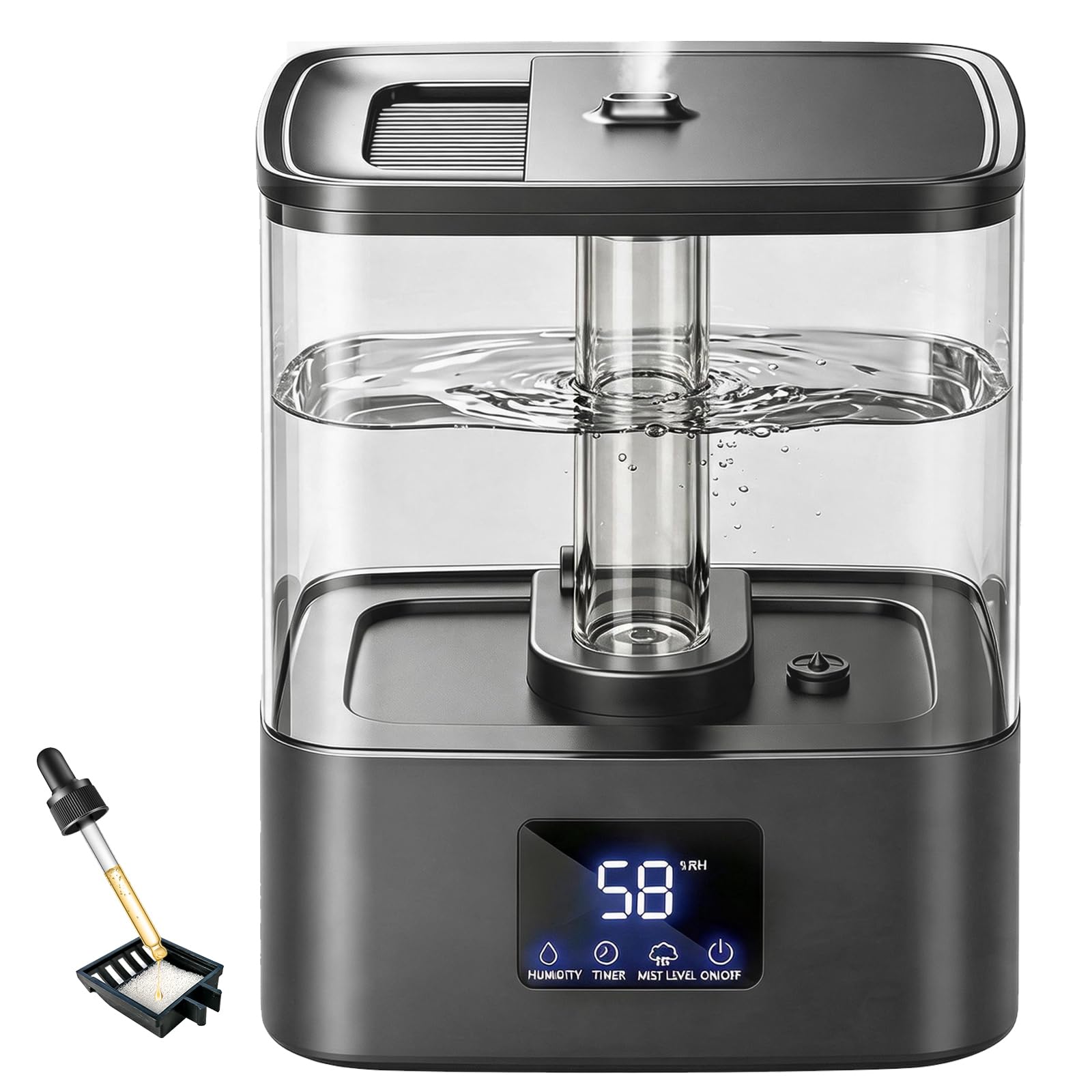 KZF Humidifiers for Bedroom, 4L Cool Mist Humidifier for Large Room, Black | 40H