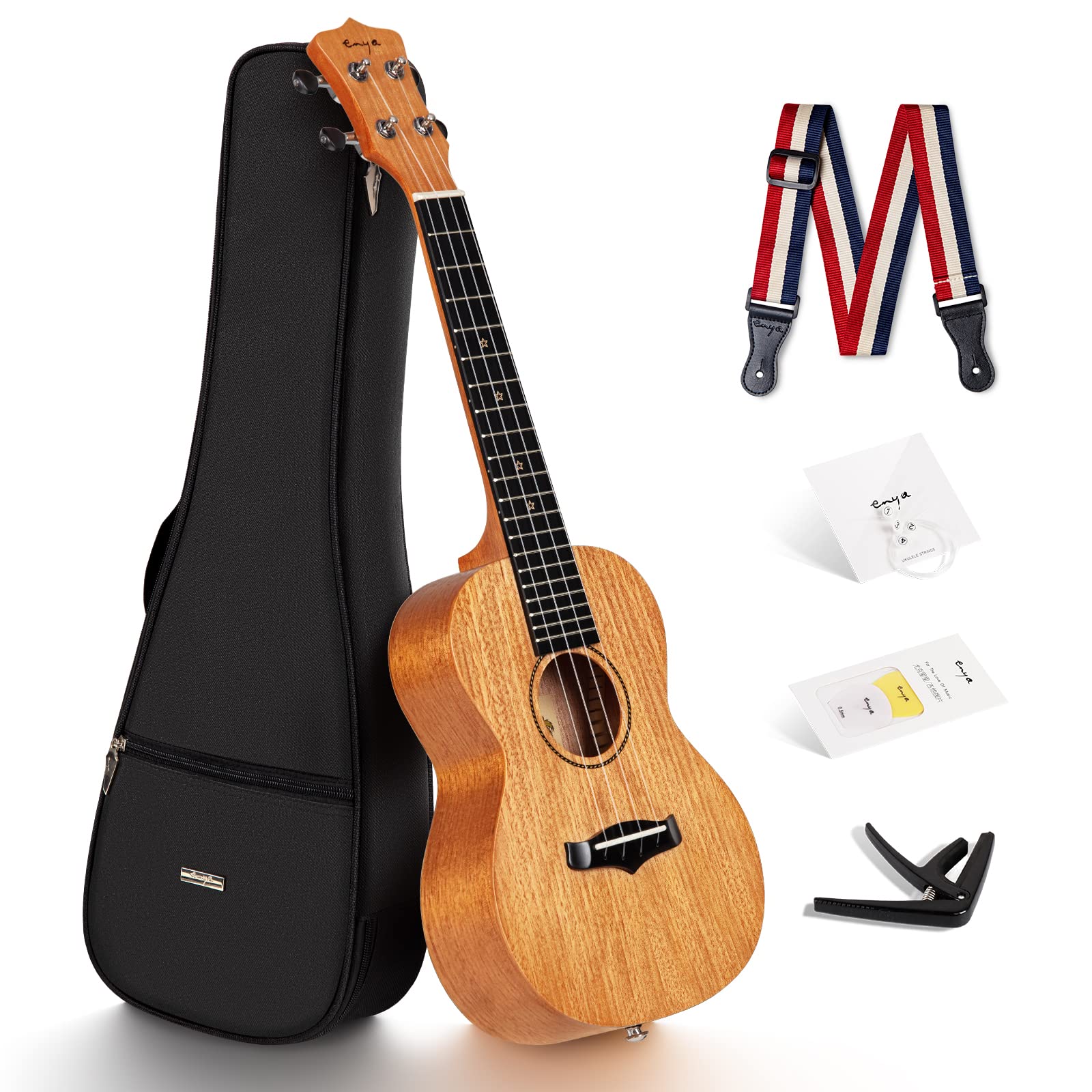 Enya EUC-25D 23 Inch Concert Ukulele, Solid Mahogany Top, Natural | Beginner Uku