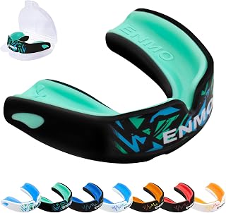Enmo Maxilla Pro Gum Shield - Adult & Junior 10+ Mouth Guard with Case for Rugby, Boxing, Hockey and Contact Sports - Mouthguard with Boil & Bite, Breathing Channel Tech, Triple Layer