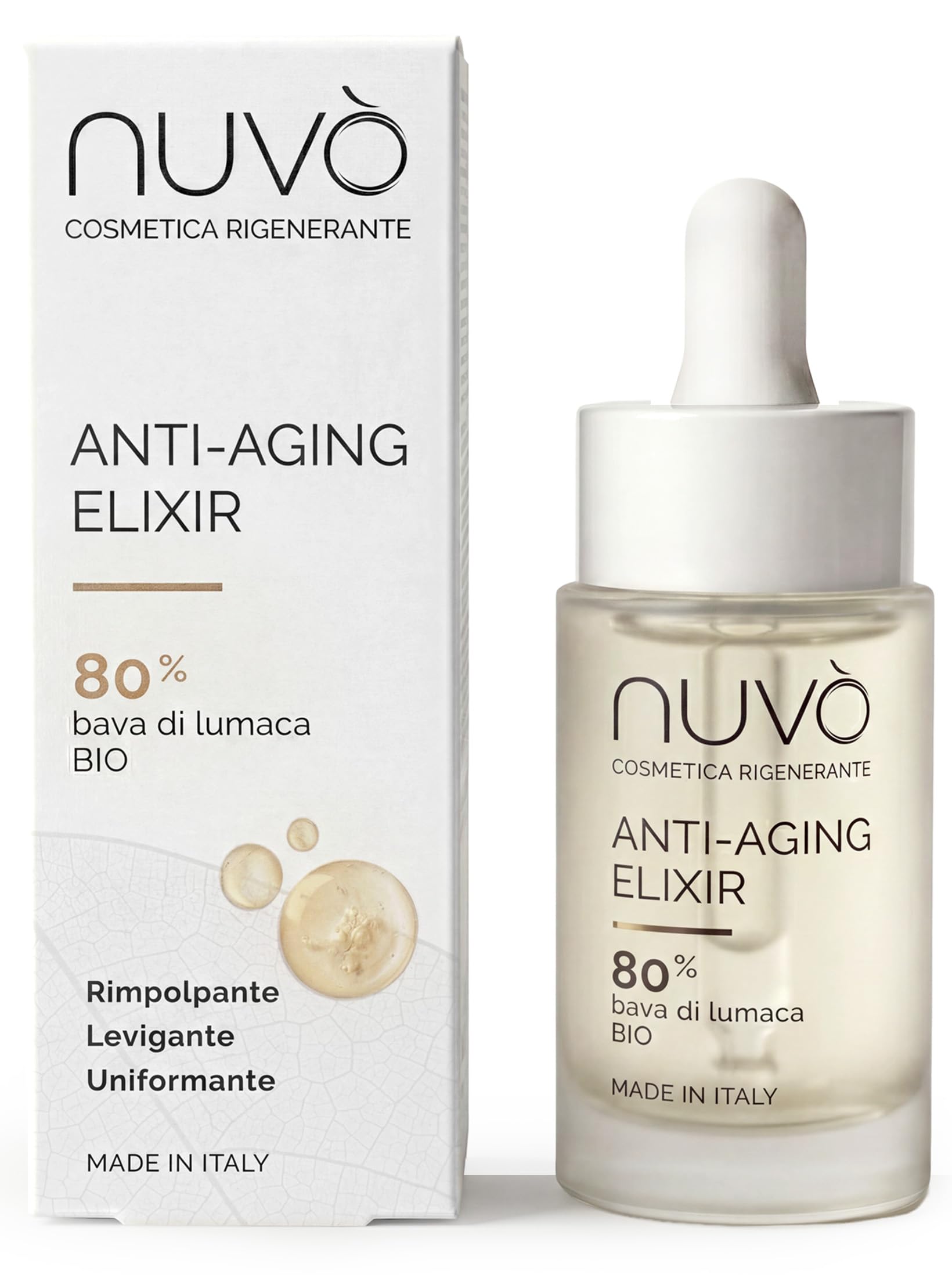 Nuvò - Siero Viso Anti Aging with Bava di Lumaca Bio 80%, Antirughe, 1 fl