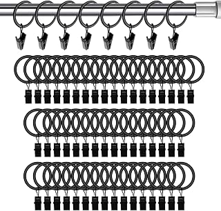 50 Pcs Curtain Hooks, 1.5 inch Solid Curtain Clips with Rings, Black | Metal, Rustproof, Heavy Duty, for Hanging and Decorating Drapes