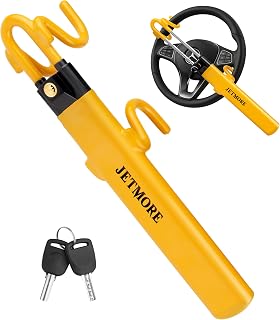 JETMORE Steering Wheel Lock with Keys Adjustable Wheel Locks for Anti Theft | Double Hook Car Steering Wheel Lock Anti-Theft Device for Car Security &amp; Theft Protection Car Accessories for Men Car Lock