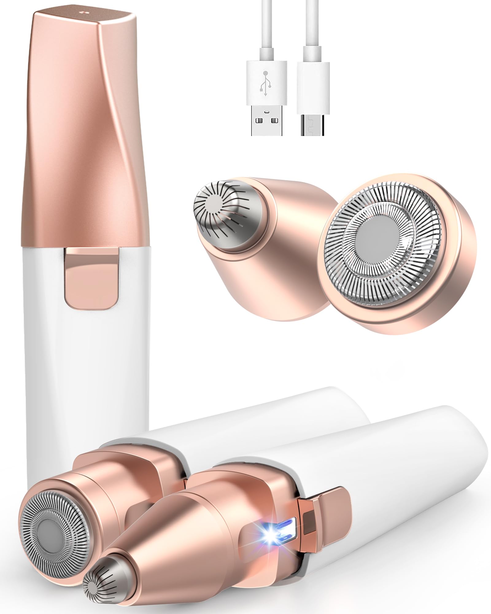 Eyebrow & Facial Hair Trimmer for Women: 2 in1 Rechargeable Facial Hair Removal 