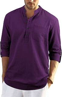 Enlision Men's Cotton Linen Shirt, Summer Shirt, Men's Shirt, Long Sleeve, Regular Fit, Casual Shirt, Shirts