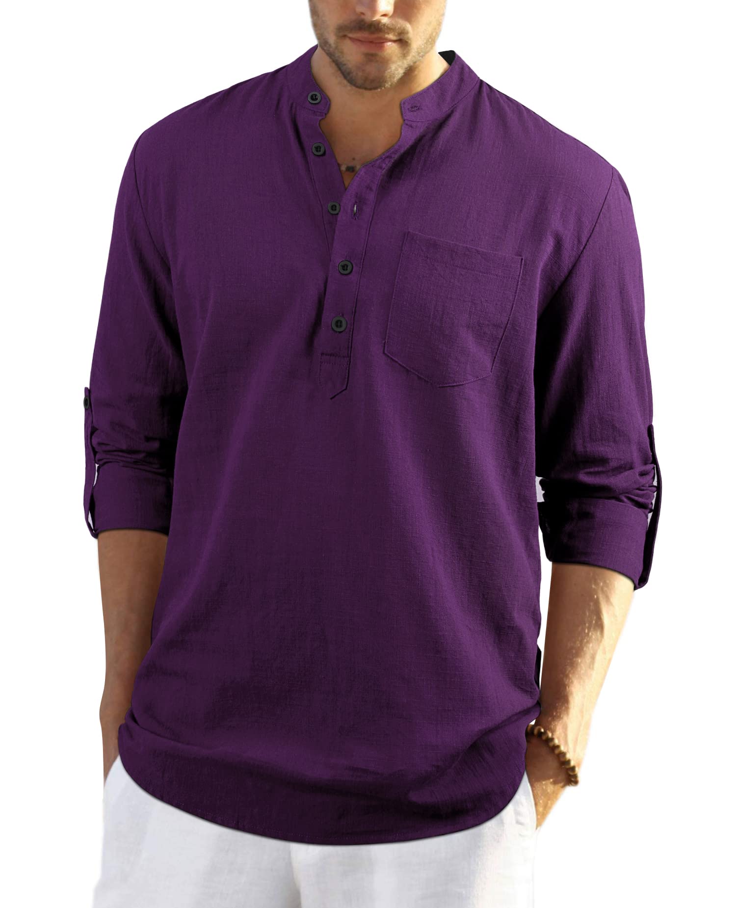 Enlision Men's Cotton Linen Shirt, Summer Shirt, Men's Shirt, Long Sleeve, Regul