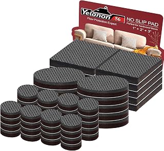 Non Slip Furniture Pads for Hardwood Floors -Yelanon Furniture Grippers | 56pcs（1+2）” Furniture Couch Stoppers to Prevent Sliding ,Anti Slip Rubber Feet, Floor Protectors for Furniture Bed Chair leg