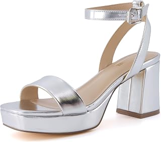 CUSHIONAIRE Women's Cherry Platform Dress Sandal + Memory Foam Wide, Silver