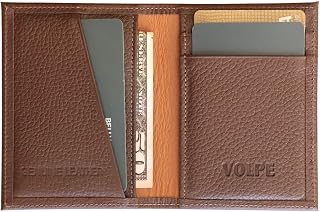 VOLPE Slim Minimalist RFID Blocking Genuine Leather Wallets for Men and Women (Brown)