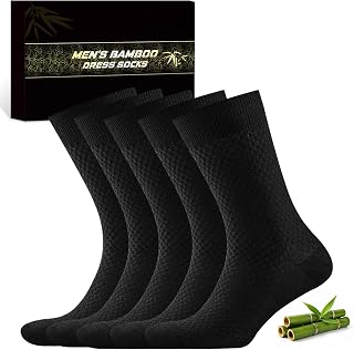 Herren Bambus Business Socken Crew Dress Style für Arbeit 5 Paar