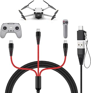 Charger for DJI Mini 3 Pro, Mavic 3, Air 2S, Avata Drone, 3-in-1 3A Fast Charging Cable USB C Cord with Adapter for DJI FPV Remote Controller Motion Controller Battery Accessories, 4ft