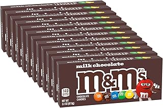 M&M'S Milk Chocolate Candy Movie Theater Candy Box, 3.10 oz, Pack of 12 | Real Milk Chocolate with a Colorful Candy Shell, Resealable Boxes for Movie Night Candy, Parties, Gifts, Baking and Sharing
