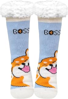 LOFIR Cuddly Socks Slippers Socks for Women: Winter Warm Stopper Socks ABS Sole Non-Slip Thermal Socks Thick Christmas Socks for Christmas Gifts 1 Pair