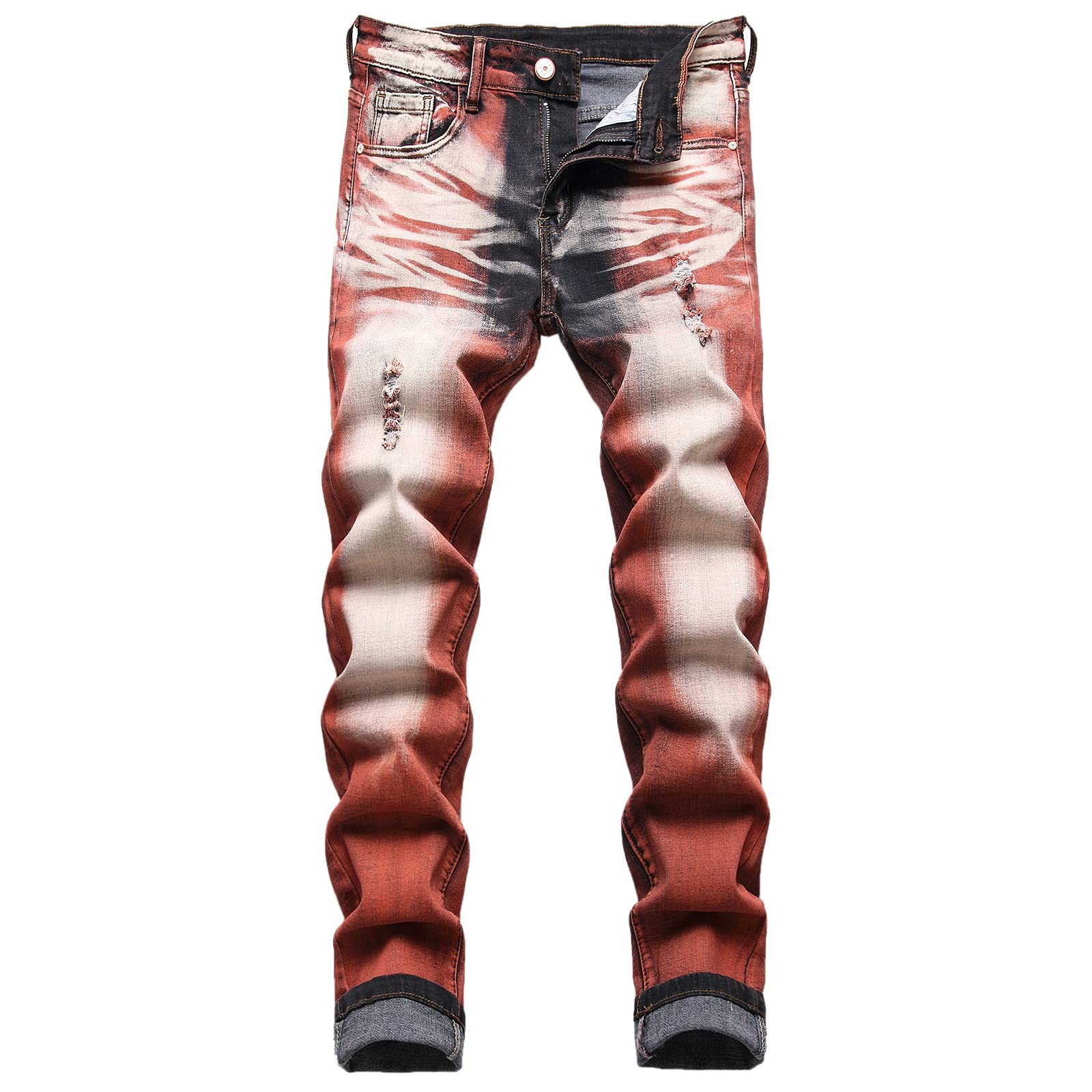 Junbaoss Men's Stretch Jeans Slim Fit Ripped Skinny Jeans for Men Destroyed Jean