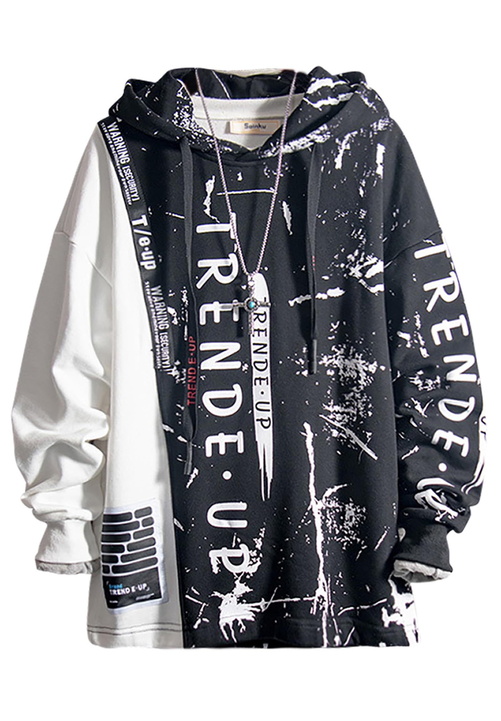 Hoodie Men's Techwear Hoodie Pullover Hip Hop Streetwear Patchwork