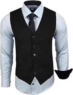 Subliminal Mode RN33 Men's Long Sleeve Shirt + Vest + Tie | Classic Fit | Comfortable and Easy to Wash | Ideal for Office and Casual Outings
