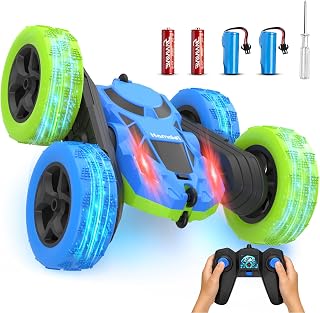 Hamdol Remote Control Car for Kids, 360° Rotating Double-Sided RC Car with LED Headlights, 4WD 2.4GHz Electric Rechargeable Toy Vehicle for Boys and Girls, Perfect Birthday