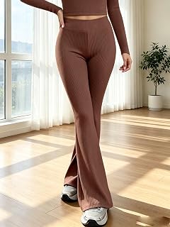 Women Flare Leggings High Waisted Ribbed Bootcut Everyday Casual Pants