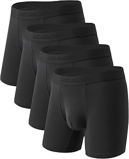 DAVID ARCHY Men's Bamboo Rayon Underwear, 1.5" Wide Waistband No Ride Up Boxer Briefs with Extended Pouch 4 Pack