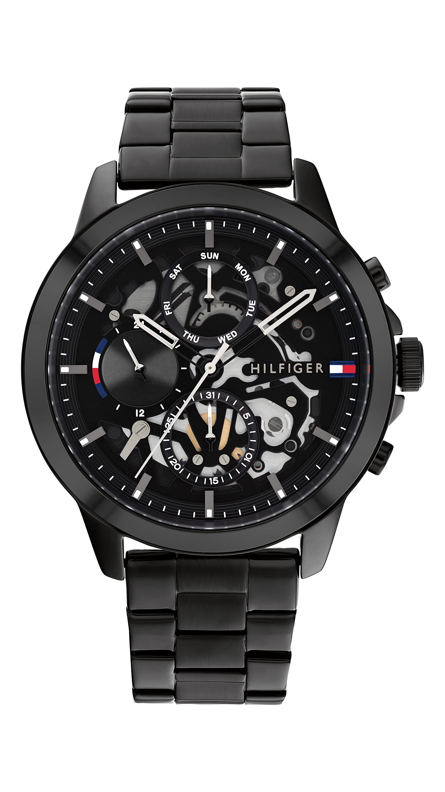 Tommy Hilfiger Analoge Multifunktions-Quarzuhr für Herren mit Edelstahl- oder Le