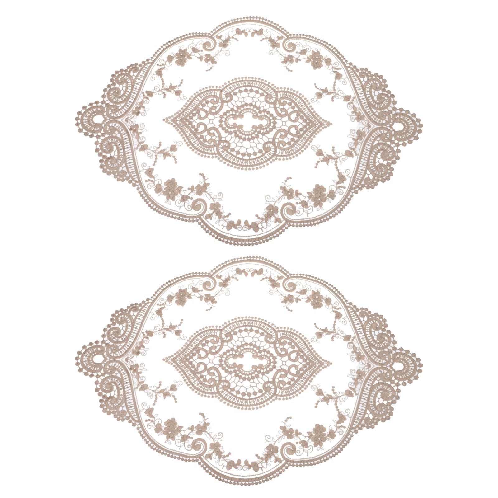 Retro Lace Placemats 12x17 Inch Oval Embroidered Table Placemats French Crochet 