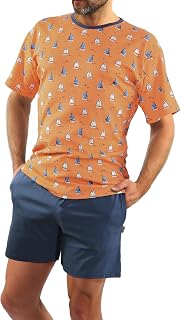 Sesto Senso Men's Pyjamas Short Cotton Summer Short Sleeve Short Pants