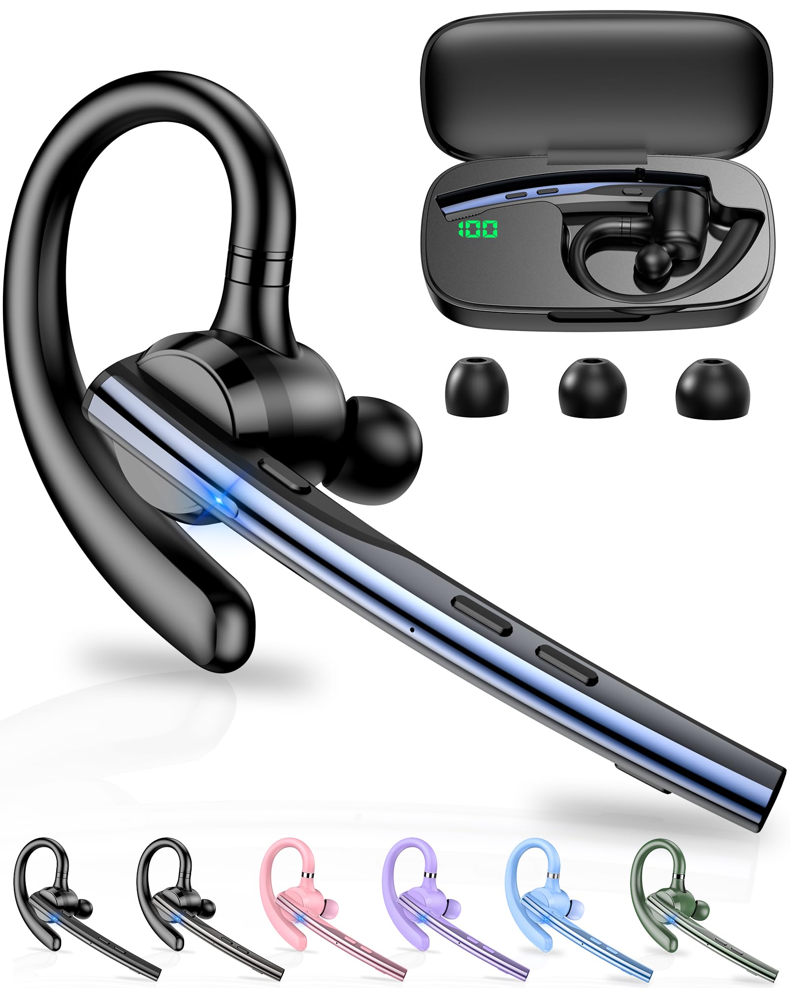 New Bee Bluetooth Headset V5.1 72H Talk Time Dual Mic with Mute Button for Busin