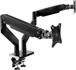 Invision Doppel-Monitorarm für Bildschirme von 24-35 Zoll, ergonomisch, höhenverstellbar (gasunterstützt), neigbar, drehbar und ausziehbar, VESA 75 mm und 100 mm, Gewicht 2 kg bis 15 kg (MX900)