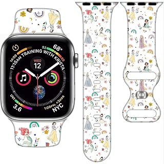 Cartoon Band Compatible with Apple Watch 38mm/40mm/41mm/42mm/44mm/45mm/46mm, Princess Bands Replacement for Apple Watch Series 10 9 8 7 6 5 4 3 SE2, Silicone iWatch Band for Women