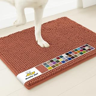 Muddy Mat® | Super Absorbent Door Mat Indoor, Microfiber Quick Dry Chenille Entryway Rug, Non-Slip Front Door Mat, Indoor Mats for Entryway, Machine Washable Pet Rug, Orange 30"x19"