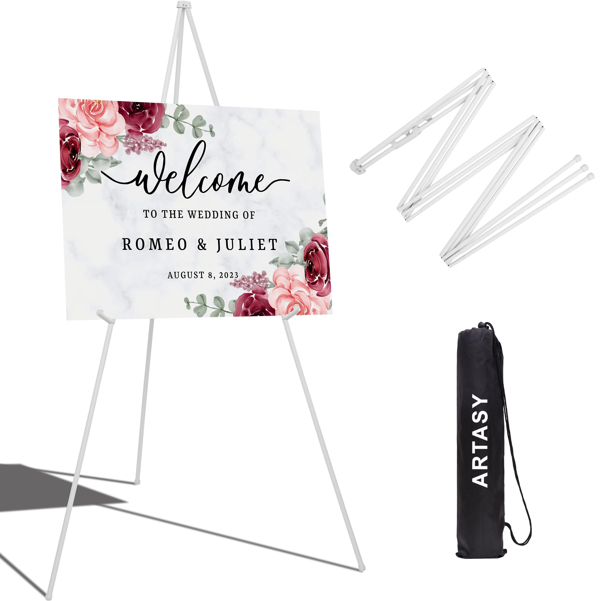 ARTASY 63" Easel Stand for Wedding Signs, Posters, Portable Artist Easel for Pai