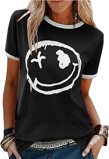 heekpek Women's T-Shirt Top Summer Short Sleeve Casual Cotton Round Neck Shirts