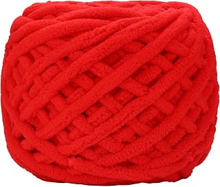 Plush Chenille Chunky Yarn for Crocheting 100g(54.6yd) - Bulky Thick Fluffy Yarn for Knitting- Soft Velvet for Baby, Blanket Knitting Blanket Yarns- Amigurumi Yarns (Red)