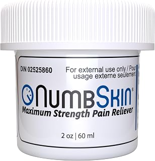 Numbskin 5% Lidocaine Numbing Cream – Fast-Acting Topical Anesthetic for Temporary Pain Relief – Commonly Used Before Tattoo, Microneedling, Waxing & Piercing – With Vitamin E – 2 oz (56 g)